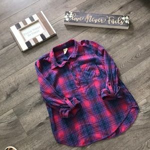 3/4 sleeve plaid shirt